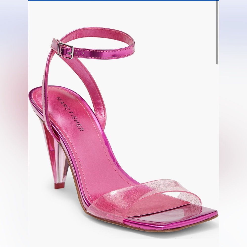 Marc Fisher Clear Strap Cone Heel - Hot Pink